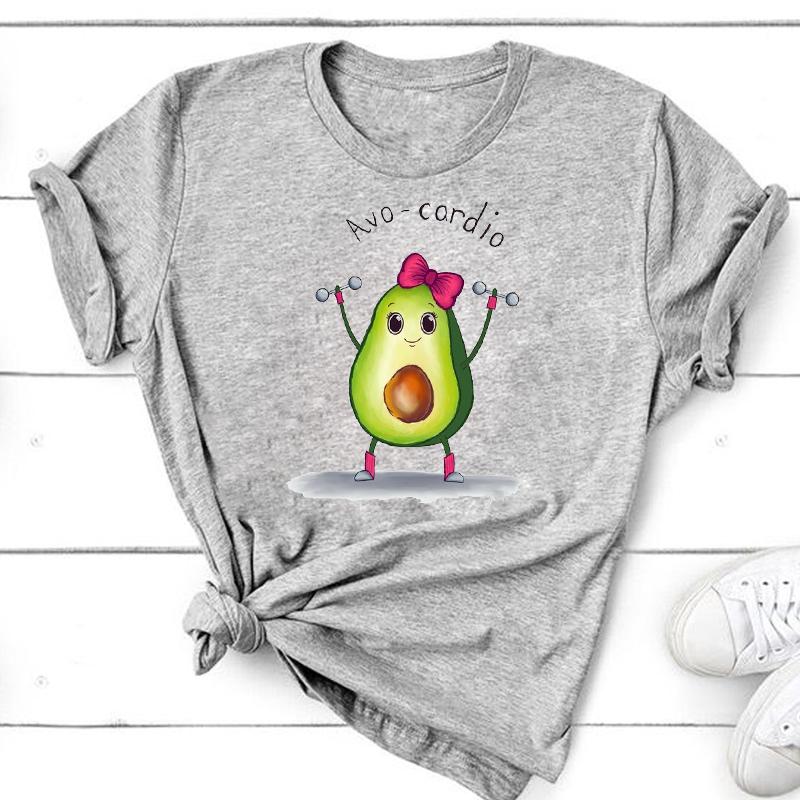 (Asian Size ) Graphic Tee Avocado Love Style Clothing Summer Sweet Trend  Print Female T Top Casual Short Sleeve Women Fashion T-shirt