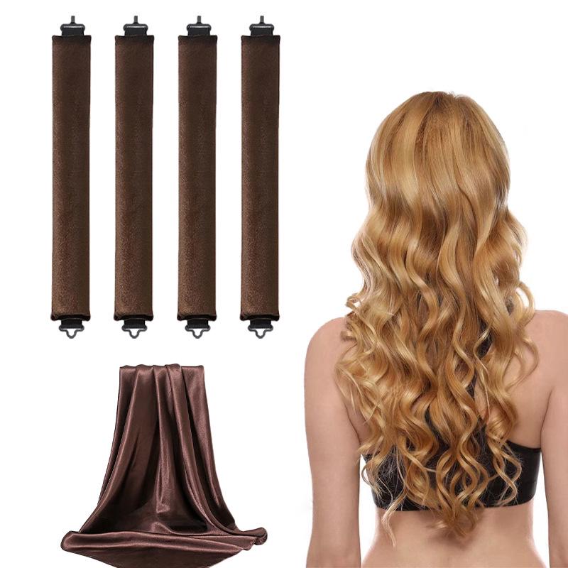 No-Heat Curling Set: Volumizing Waves, 70cm Silk Scarf, Double Hook, Sleep-Friendly Hair Tool