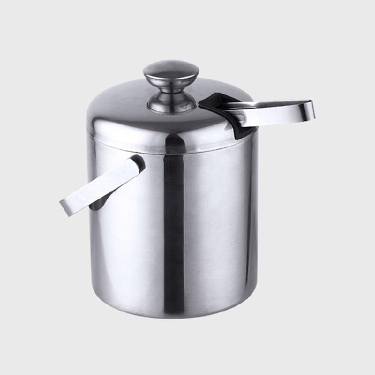 Cubo de Hielo Aislado de Acero Inoxidable de Doble Pared con Tapa Pinzas Almacenamiento Enfriador