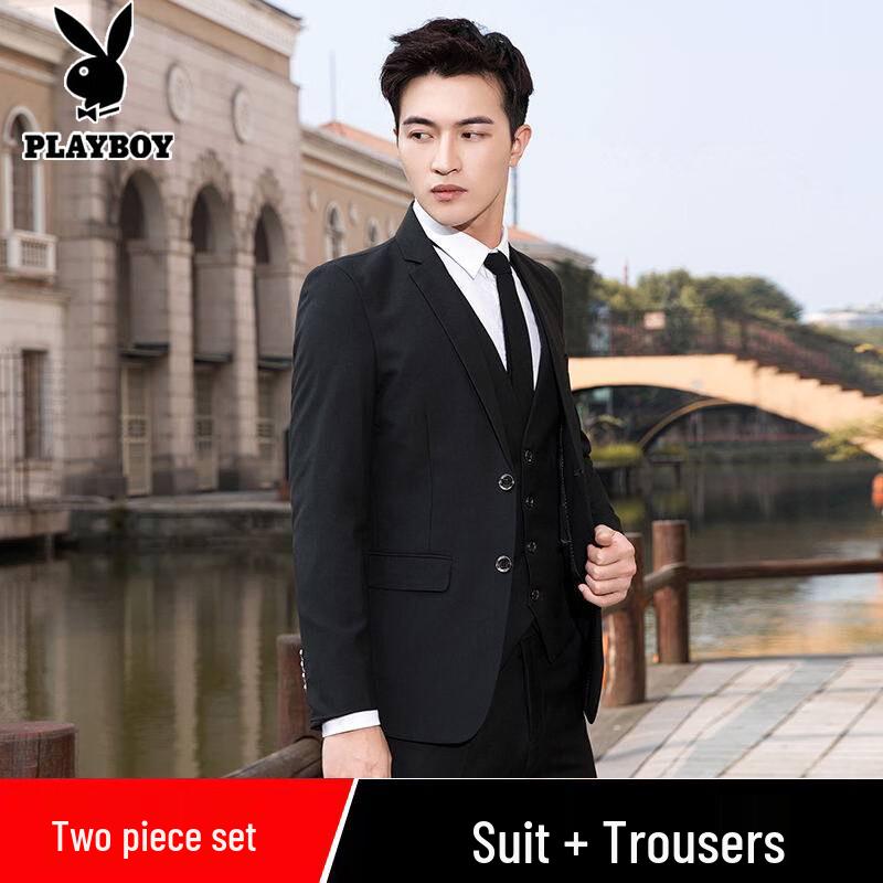 PLAYBOY Men s Slim Fit Black Suit Set 33