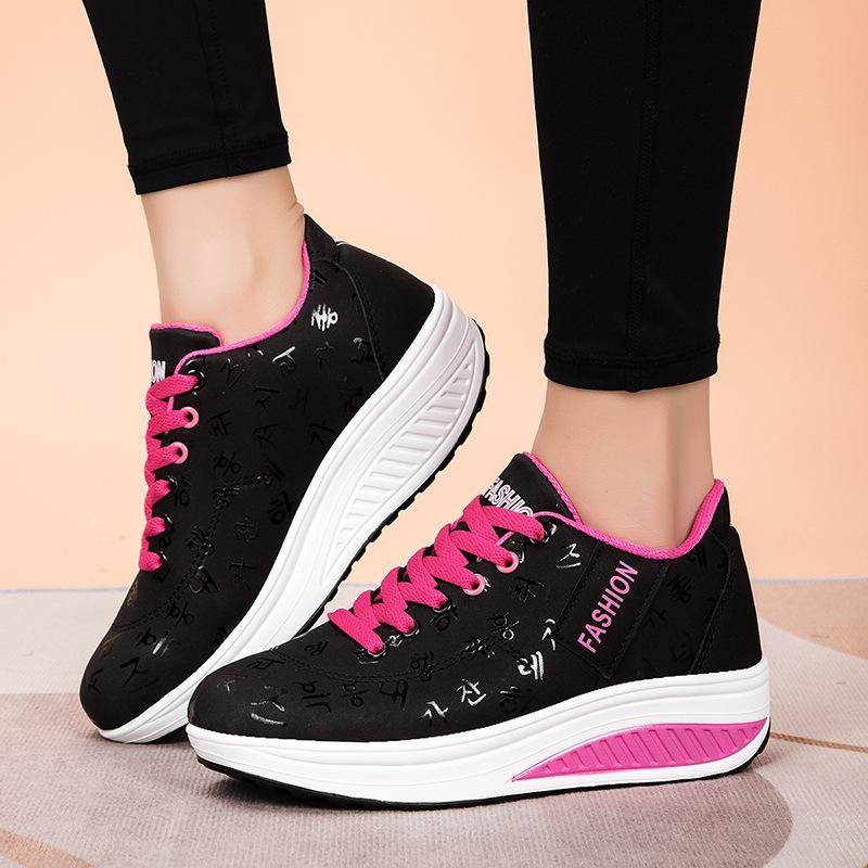 Rocking shoes women's shoes 2025 spring and autumn new leather walking mother shoes casual sports shoes platform foreign trade travel shoes