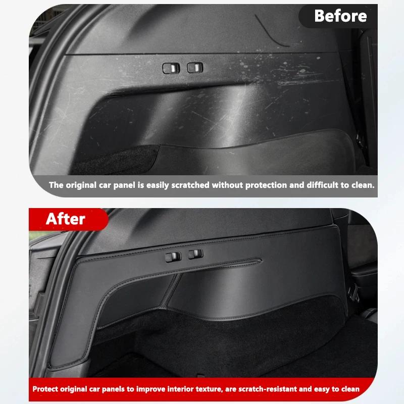 For Tesla Model Y Rear Trunk Both Side Guards Pad PU Leather Trunk Surface Corner Protective Cover Cargo Liner Anti Dirty Pads
