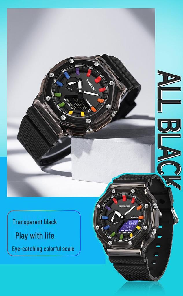 Unisex Transparent Octagonal Electronic Wristwatch: Multifunctional, Waterproof, Swimming-Compatible, Best-Selling Design