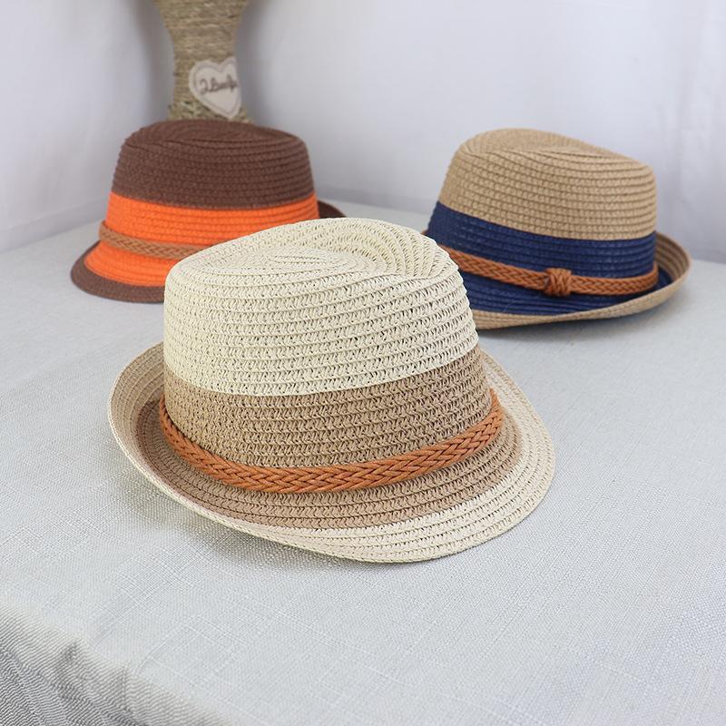 Korean Top Hat Straw Hat Kids Sunhat Spring Summer Beach Sun Hand-knitted Hat Men sale