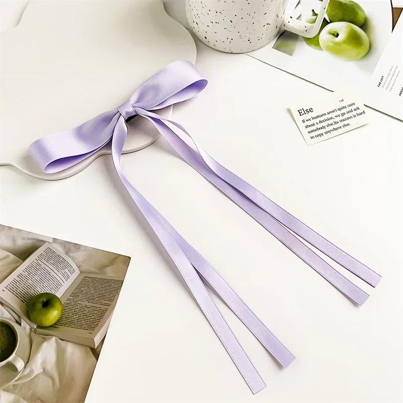 New Solid Color Ribbon Bow Hair Clips for Girls Fashion Korean Sweat Long Tassel Women Barrettes Hairpin Accessories