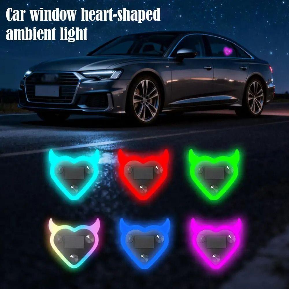 Suction Cup Car Solar Light Plastic Devil Heart-shaped Light  Window Decoration
