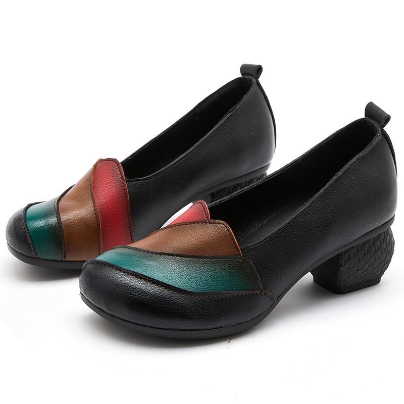 Fashion GKTINOO Ethnic Women Shoes Genuine Leather Pumps Slip-On Mixed Colors 2024 New Spring/Autumn Handmade Concise Ladies Shoes