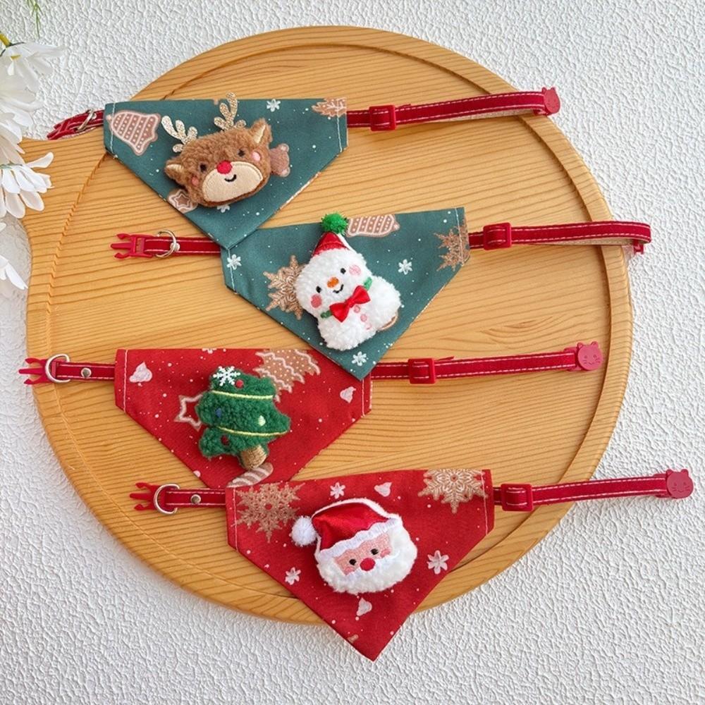 Dirt-resistant Dog Bandanas Christmas Decor Cat Collar Trendy Christmas Dog Collar  Pet Scarf
