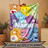 Custom Name Personalized Care Bears Print Blanket, Home Decor, Bedroom, Sofa, Camping, Couch, Gifts for Birthday ChristmasEnthusiasts