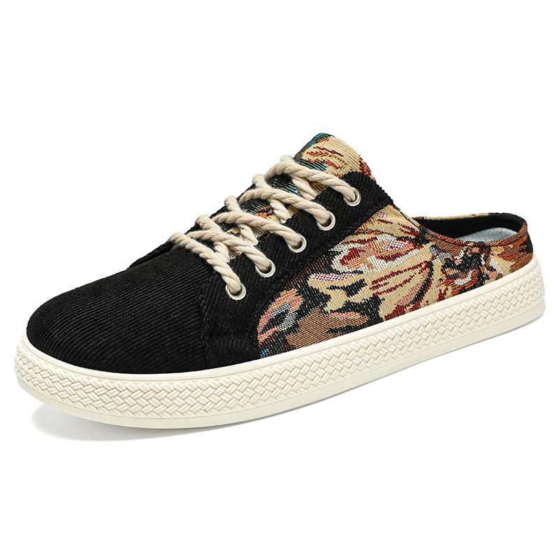 Summer Half Slippers Men's One-pedal Casual Breathable Men's Shoes Printed Trendy Bag Head Slippers Soft Sole Comfortable Sandals