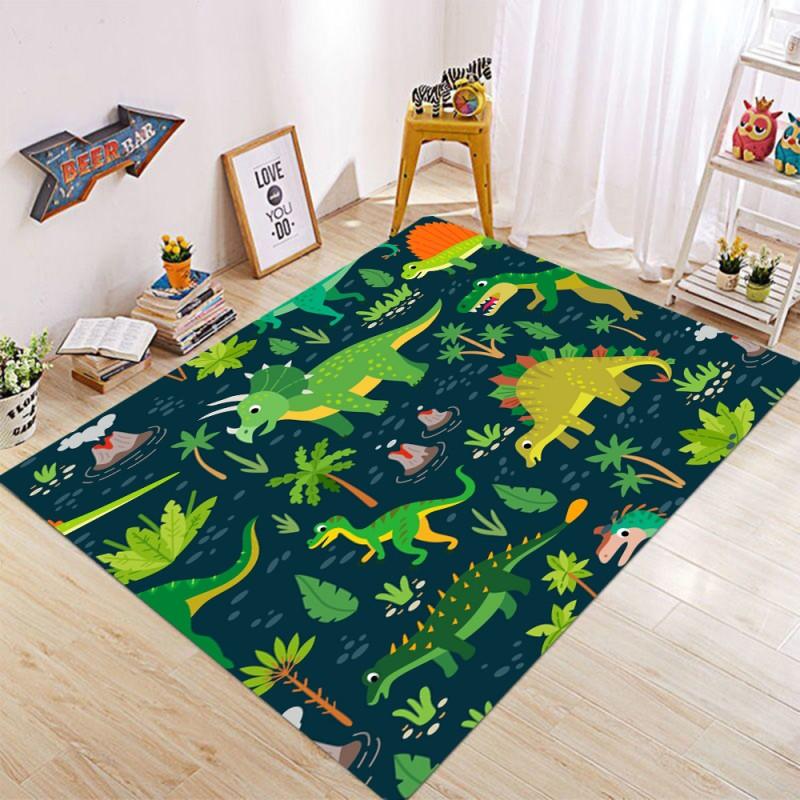 Cartoon Dinosaur Print Area Rugs Anti Slip Machine Washable Kid Carpet Bedroom Living Room Bathroom Dormitories Floor Mat