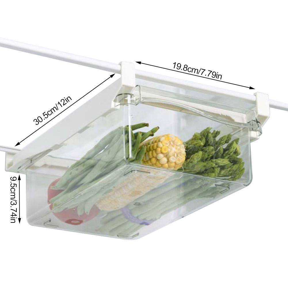 Plastic Clear Fridge Organizer Slide Under Shelf Drawer Box Rack Holder Refrigerator Drawer Kitchen Fruit Food Storage Box