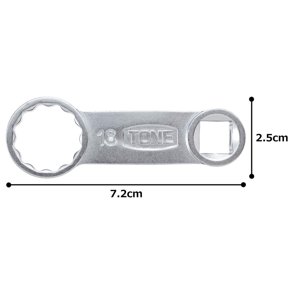 TONE Offset wrench adapter 18mm wrench FWA3-18, size.