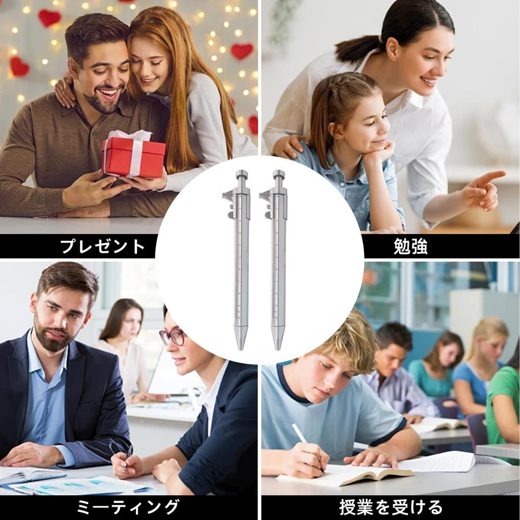 Yowodana Vernier Caliper Pen of Digital Ballpoint Gel Ink Measuring Vernier Caliper Practical Stationery Measuring (Set 2) - Caliper, Pen,