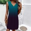 Plus Size V Neck Sleeveless Dress Misty Peaks Running Stream Art Print For Mountain Sightseeing Trip