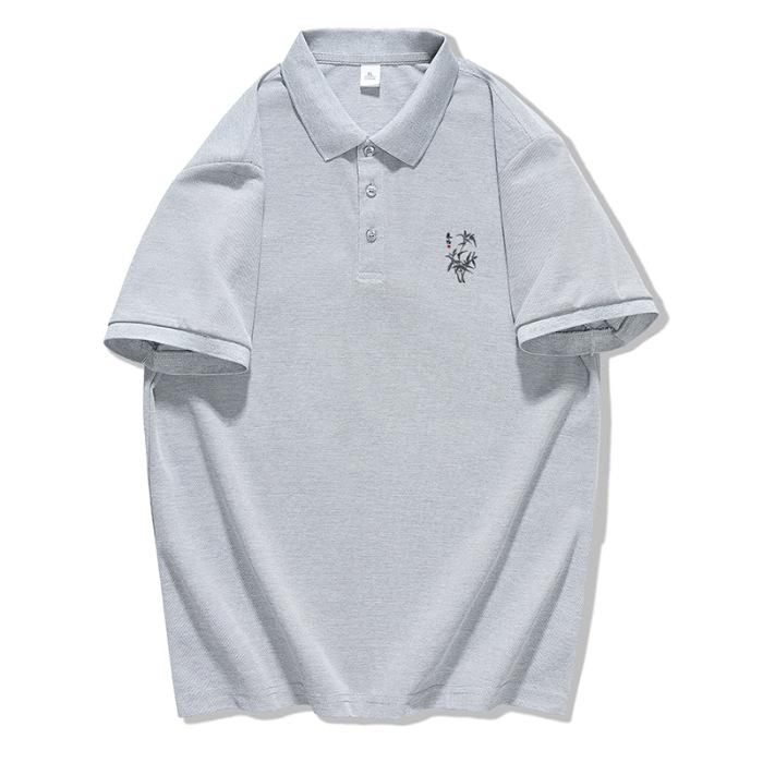 Nová polokošile pro muže s klopou, krátký rukáv, volná, na knoflíky, jednobarevný top na léto