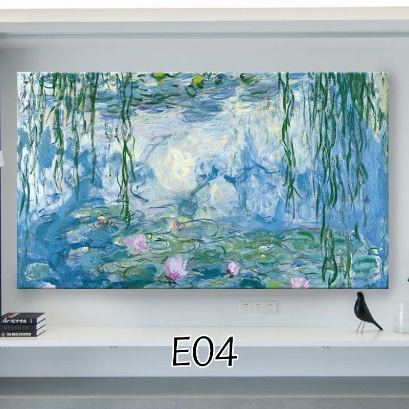 Tela de Cobertura Completa con Paisaje Espesor Elástico Funda a Prueba de Polvo para TV Universal para Pantallas Curvas y Rectas Cubierta para TV