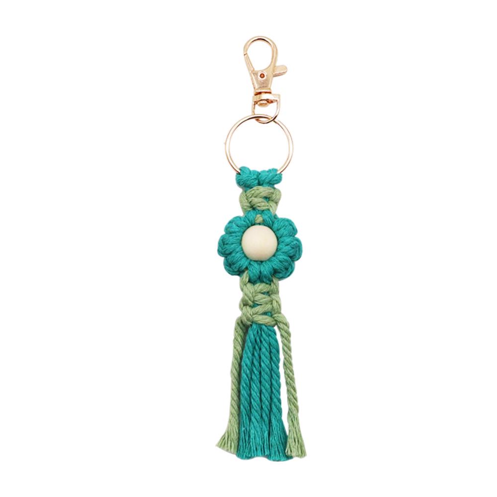 Hand-Woven Cotton Rope Flower Keychain Ornament