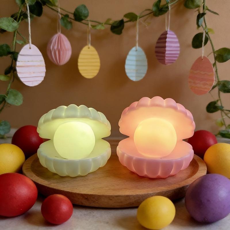 1PC Ocean Shell Statue Light, Ornament Light, Easter Shell Creative Light, Shell Night Light Plastic Shell Desktop Decorative Light