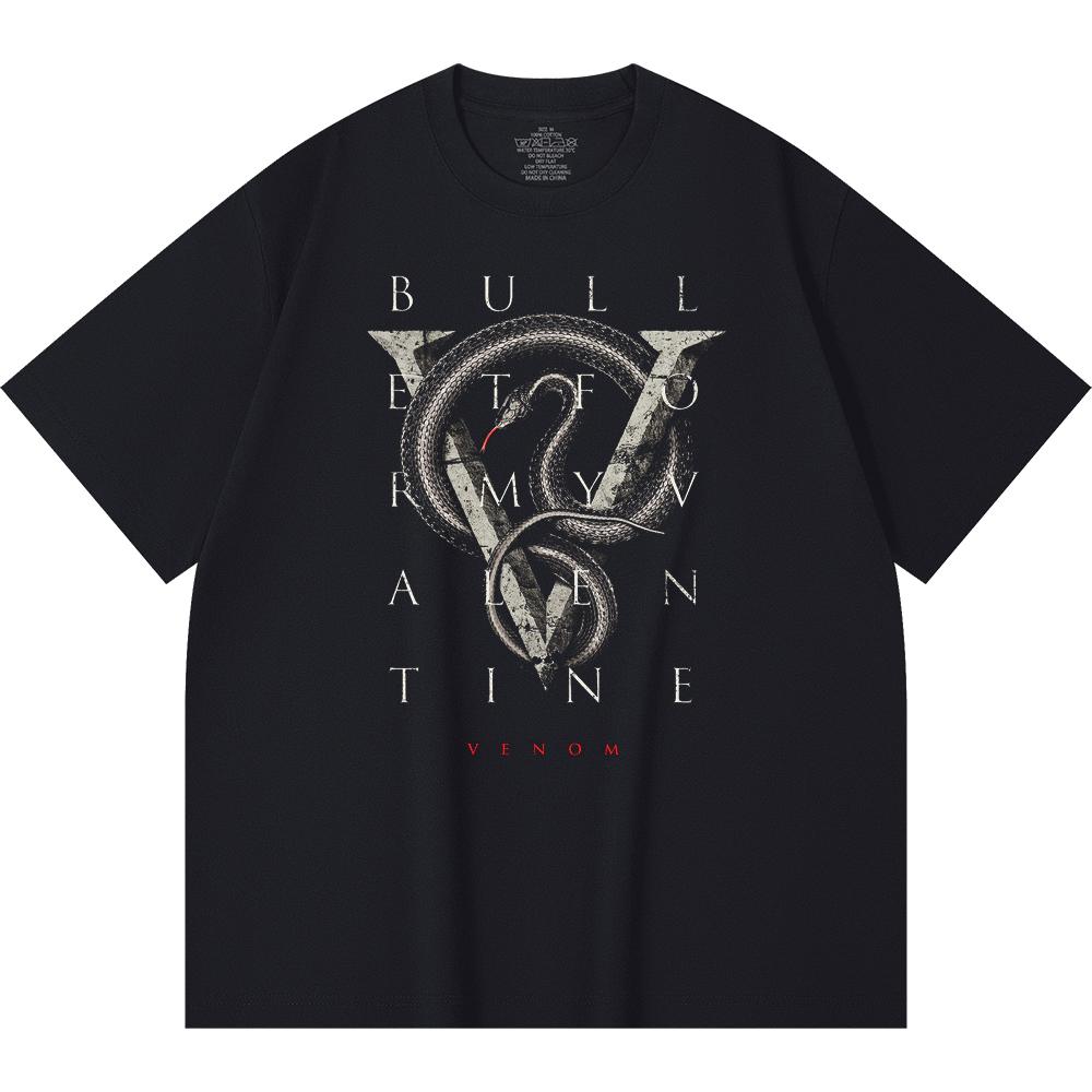 230 g/m² 100% katoenen heavy metal T-shirt met rockband- en popmuziekprint, unisex T-shirt van zwaar katoen.