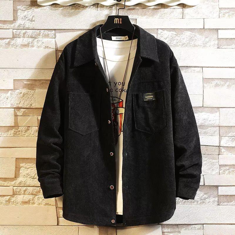 Men's Japanese Retro Striped Long-Sleeve Shirt - Casual Spring/Autumn Fashion
