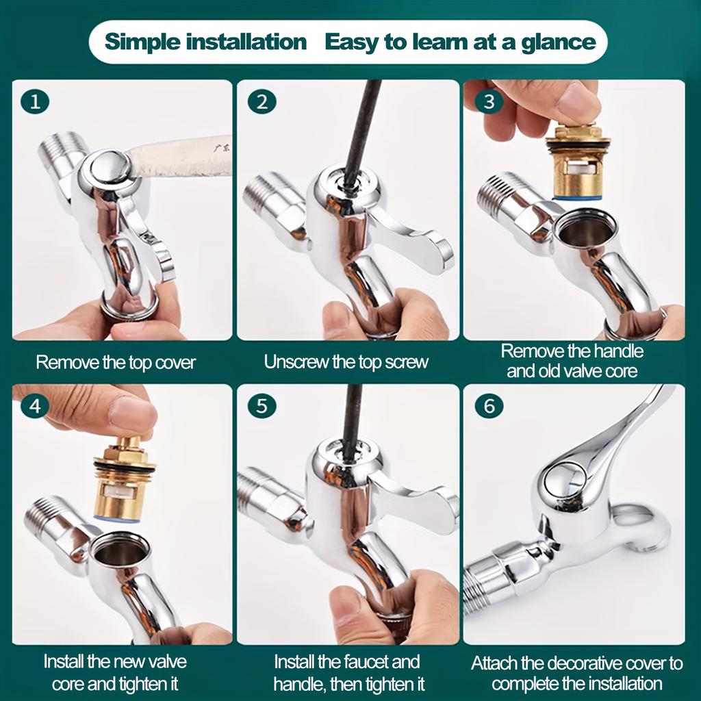 1/2pcs Brass Ceramic Cartridge Faucet Valve Stem for Bathroom Sink, Durable Replacement Faucet Stem, Universal Connector Thread