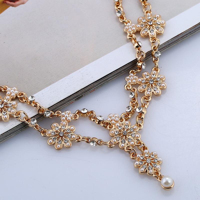 Flower Tassel Head Jewelry 2022 Women Fashion Elegant Rhinestone Elastic Head Chain Tiaras Bride Wedding Head Jewelry