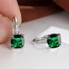 Rainbow Zircon Hoop Earrings Multicolor Crystal Square Stone Earrings Vintage Gold Color Wedding Earrings for Women Party