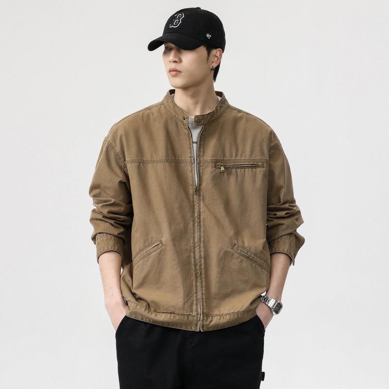 Men s 2025 Loose Fit Bomber Jacket: Trendy, Comfortable, Drop Shoulder Moto Outerwear M хаки