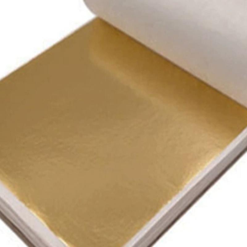 9cm Imitation Gold Silver Copper Foil Paper Sheets Shiny Gilding Craft Leaf for DIY Nail Art Cake Dessert Epoxy Resin Decoration