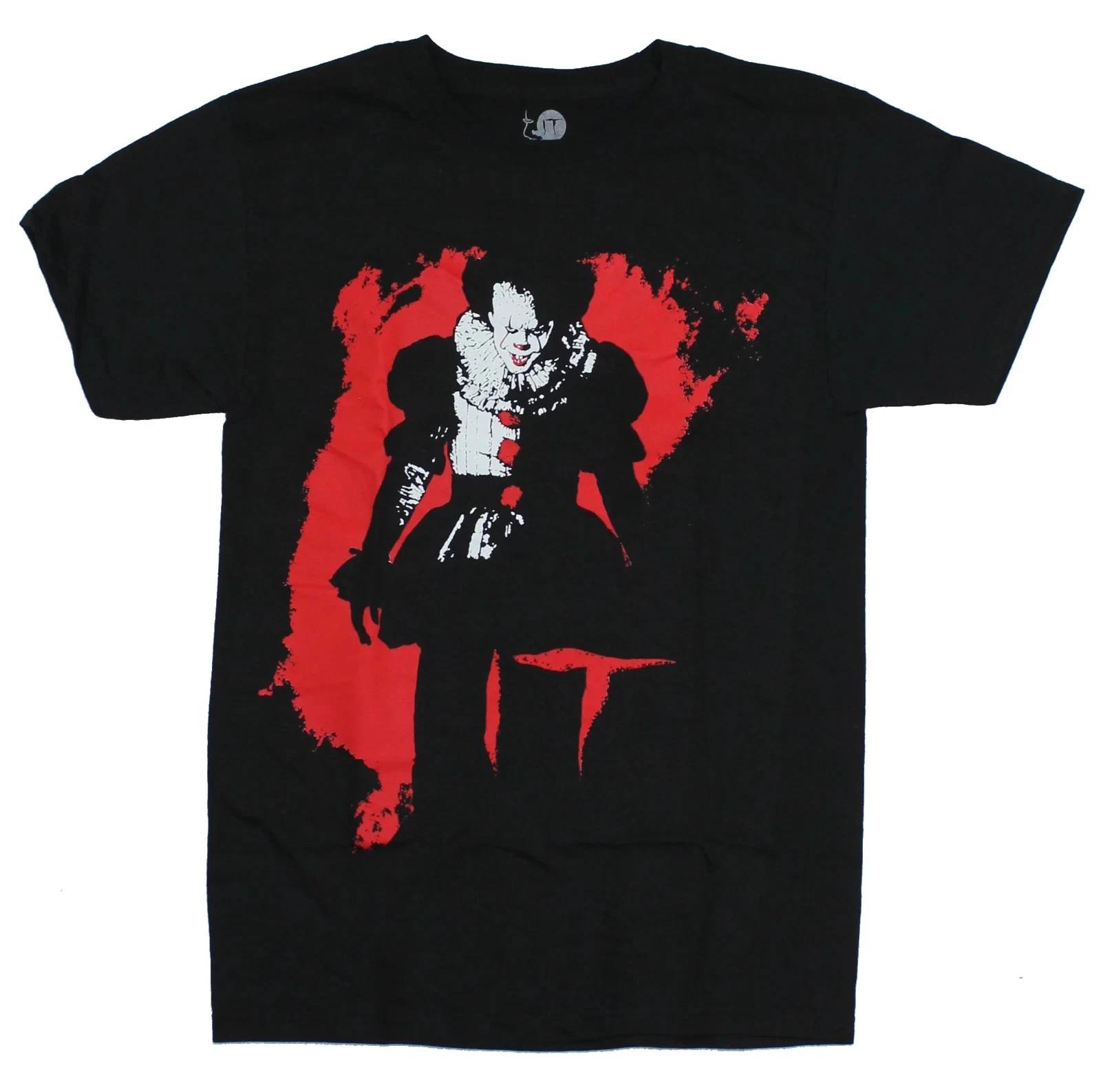 It Movie Mens Pennywise Killer Clown Black Shirt New S-2XL S