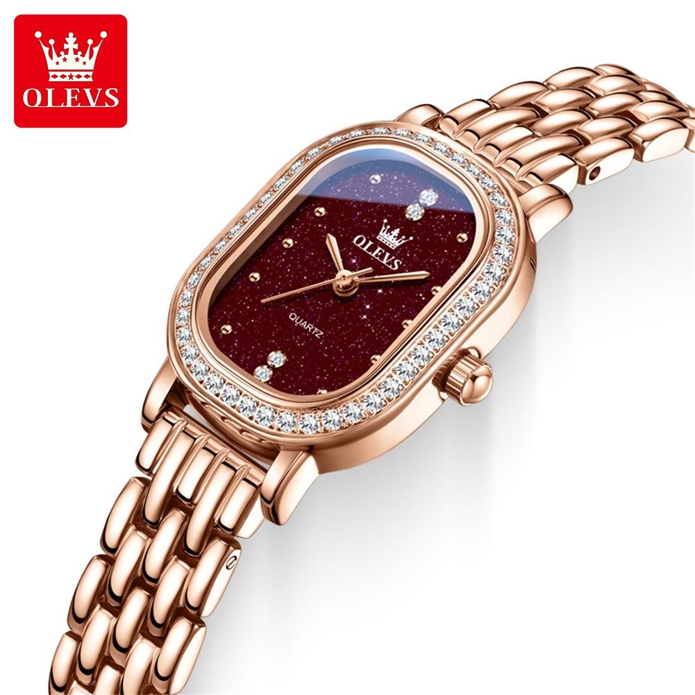 OLEVS Women Quartz Watch Sets Fashion Delicate Luxury Diamond Bezel Ladies Dress Wristwatch Elegant Starry Sky Waterproof Watch