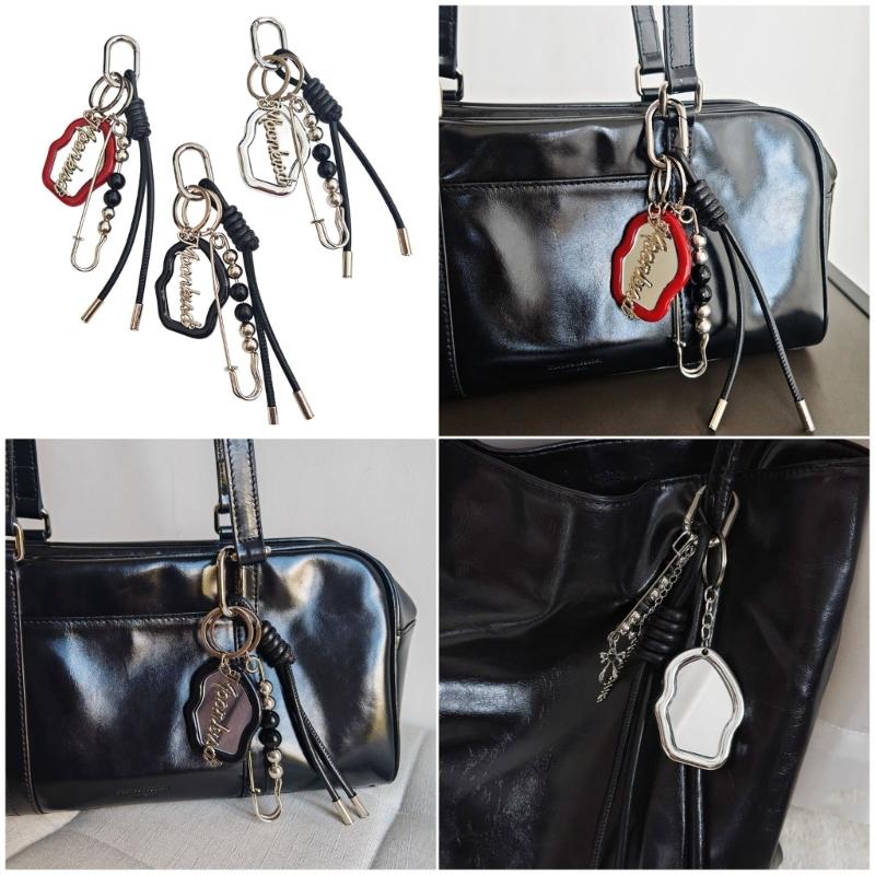 Stylish Leather Cord Keychain Makeup Mirror Portable Travel Essential Stylish Cosmetic Accessory Gift Metal Key Holder