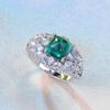 Luoxi Temple 2023 S925 Silver Simulated Emerald Cut Sugar Tower Ring