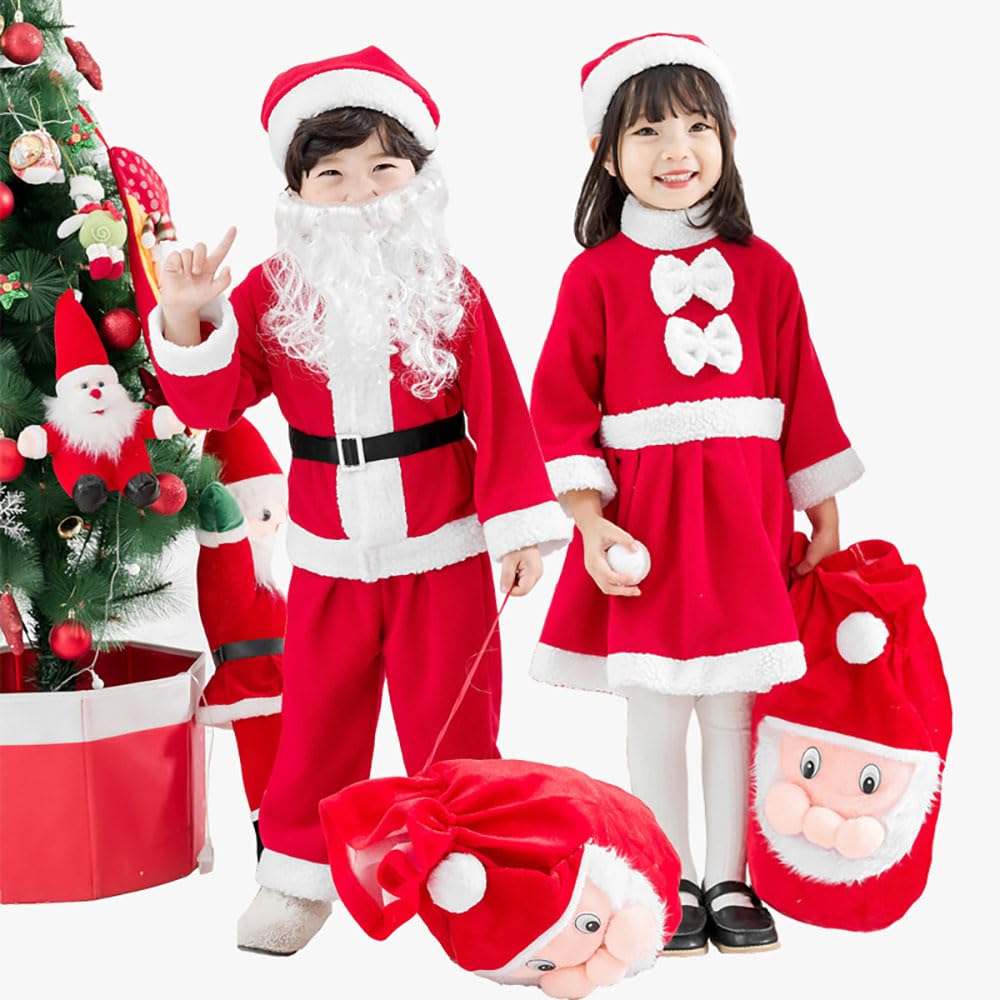 Lalapala Santa Cosplay Christmas Santa Claus Cute and Warm Kids Costume for Girls and Includes Hat and Perfect for Cultural School Stage and Christmas