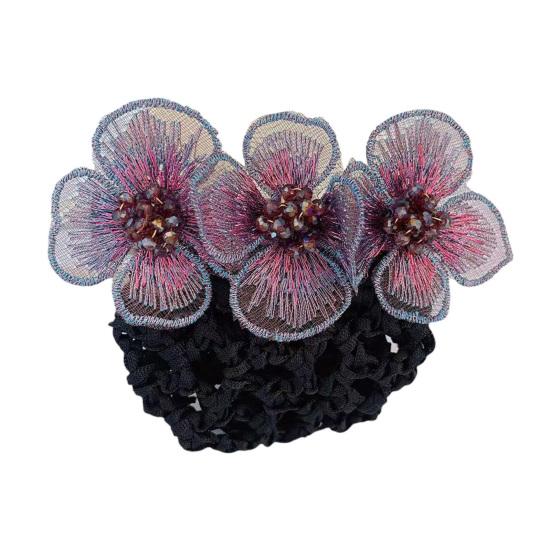 Nurse Hair Snood Flower Decor Fishnet Hollow Out Anti-slip Elastic Hair Decoration OL Style Airline Stewardess Waitress Hair Snood Women Head