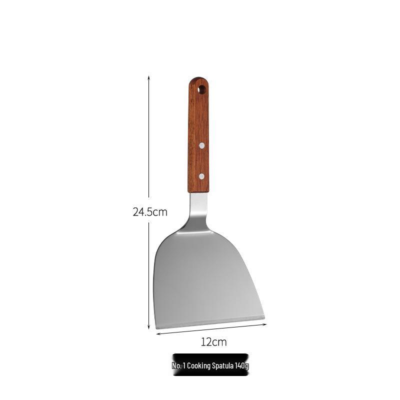 Stainless Steel Wood Handle Multi-Use Cooking Spatula: Teppanyaki, Griddle, Slotted, Steak, Triangle, Pizza, Cake, Pancake Spatula