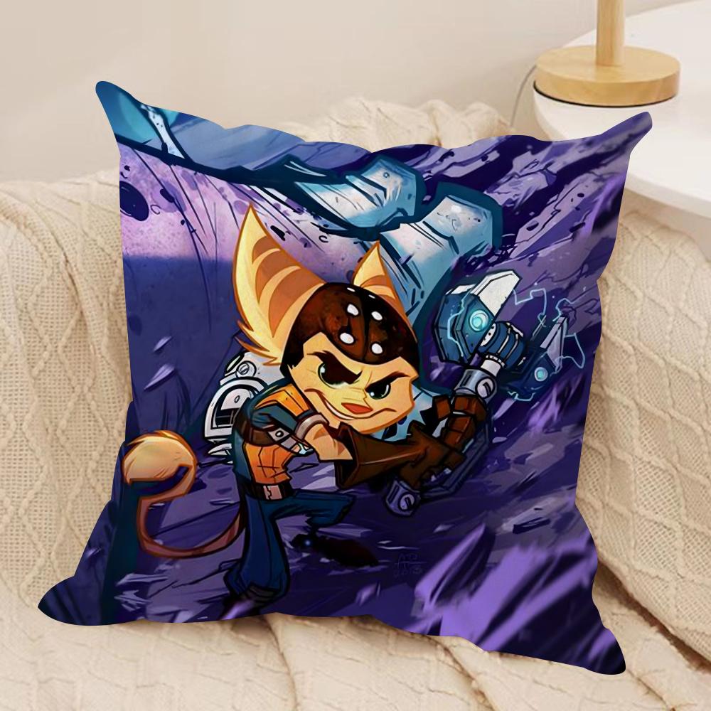 RRatchet N CClank Cushion Cover Silky Short Plush DoubleSided Printed Pillow Case for Sofa All Seasons Home Decor Gift