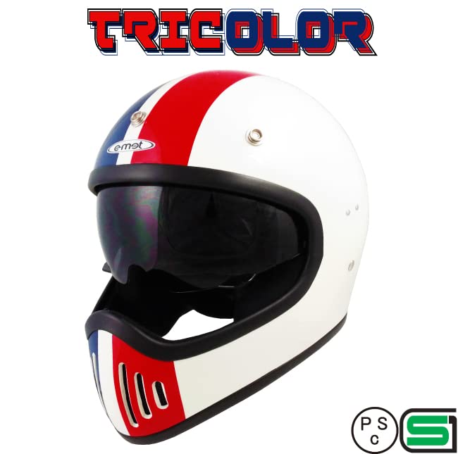 Helmet Shop Motorcycle Helmet Vintage Retro FREE E-MET EFV-15 58-59cm (Tricolor)