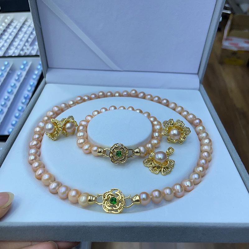 Versatile Five-Piece Natural Freshwater Pearl Necklace Set for Women