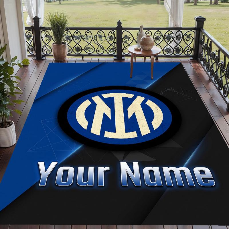 Custom Text Printed Rug Inter Milan Non Slip Floor Carpet For Home Room Decor