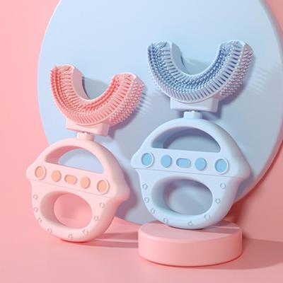 Kinderzahnbürste aus lebensmittelechtem Material, entfernt Zahnflecken, U-förmige Zahnreinigungszahnbürste für den gesamten Mund für Kinder