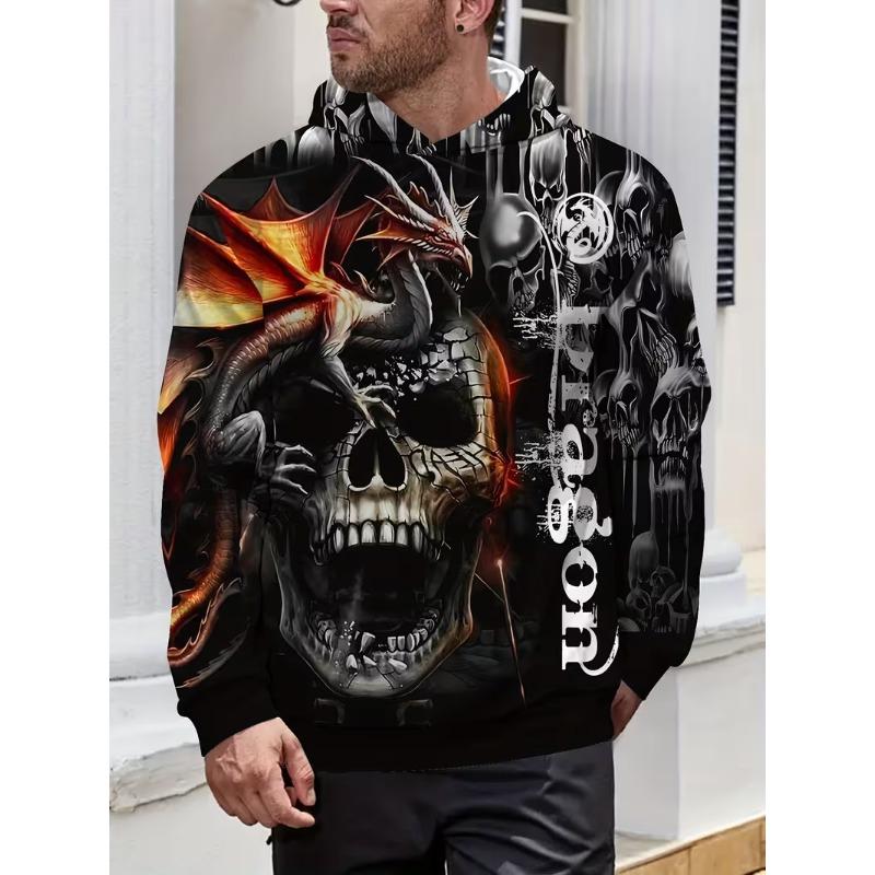 Herren 3D Drachenprint Kapuzenpullover Sweatshirt Trend Langarm Mit Kapuze Trainingsanzug Übergroß Outdoor Täglich Lässig Sport Herrenbekleidung