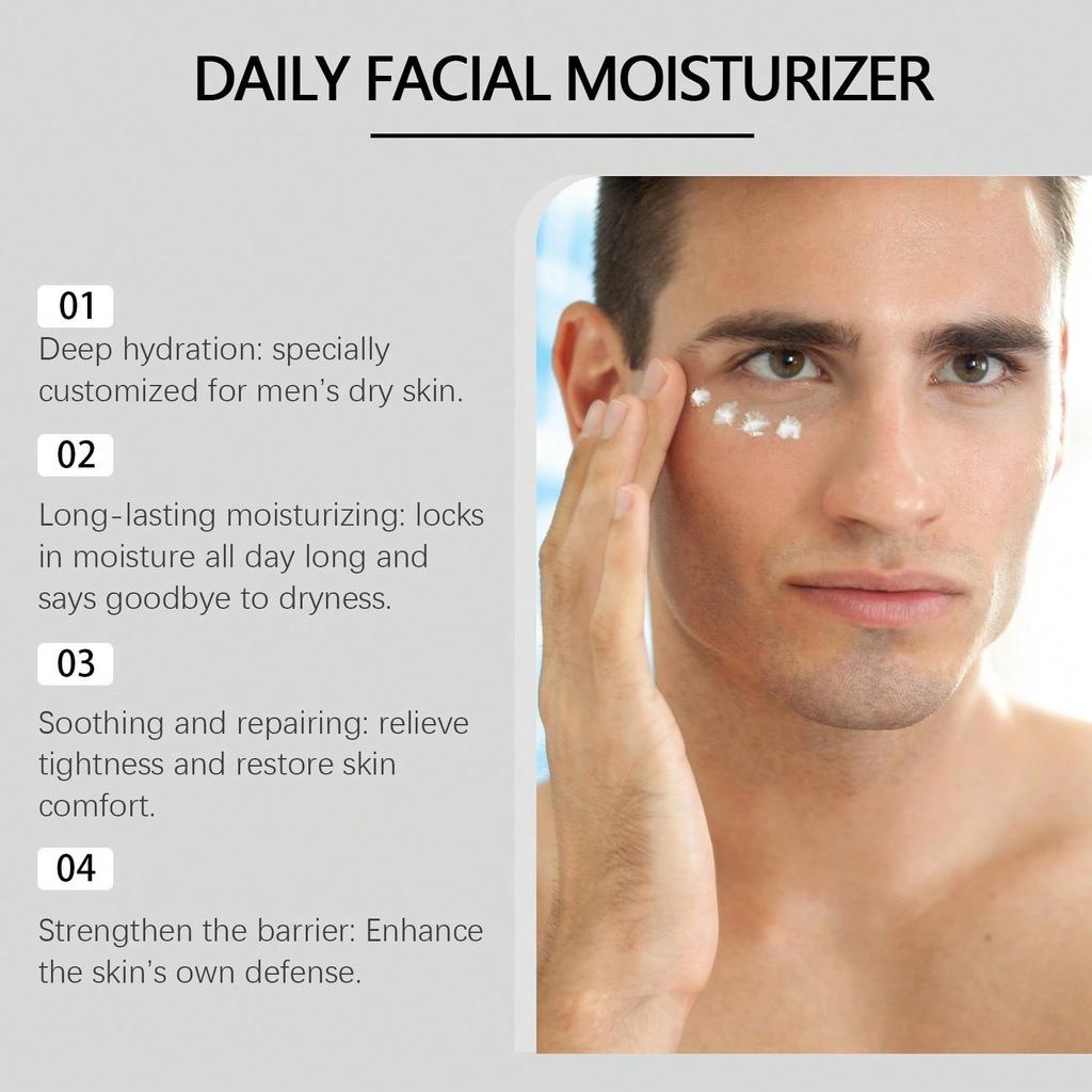 1pc Men's Hyaluronic Acid Moisturizing Cream, Relieves Dry And Rough Skin, Long-Lasting Moisturizing