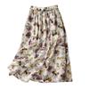 Spring and Summer New Cotton and Linen Printed Dress Women's Thin Literary and Retro Waist Thin Floral Skirt