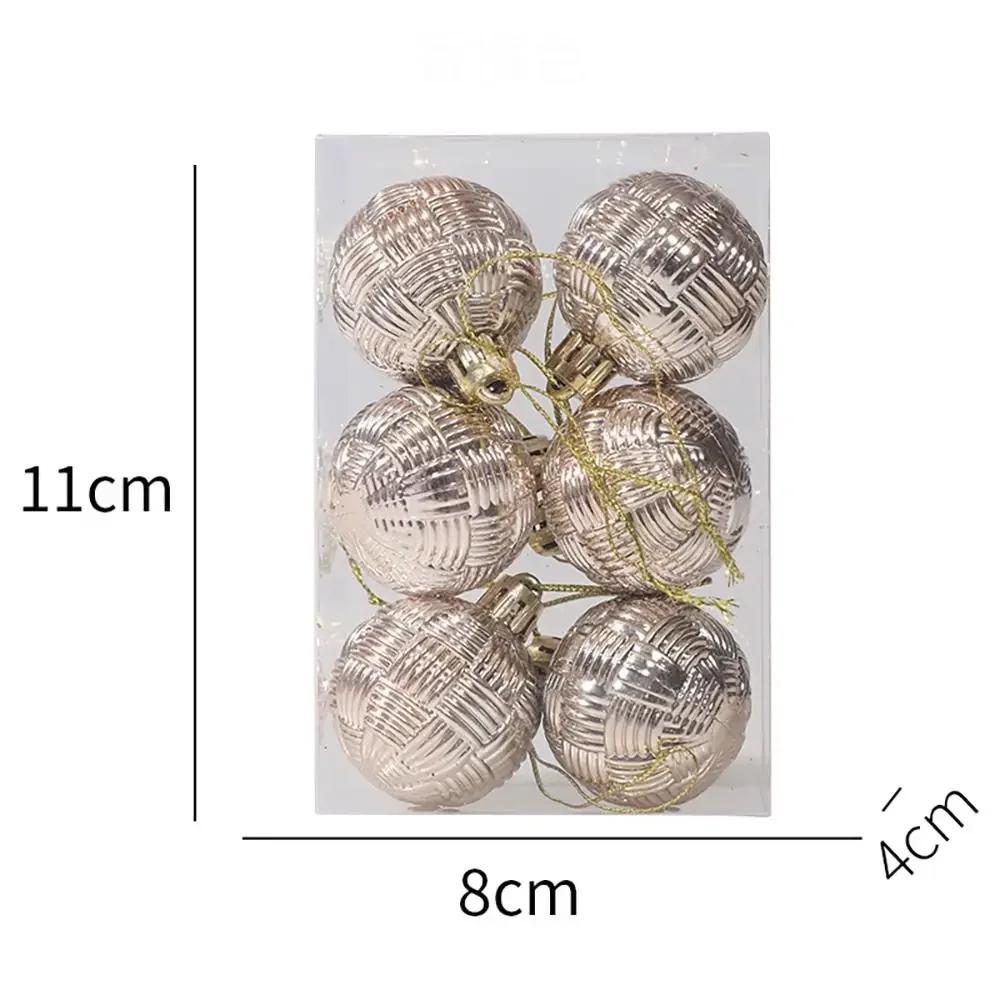 6pcs/Set 4CM Christmas Ball Ornaments Set Plastics Christmas Tree Pendant Decoration Merry Christmas Decoration Accessories