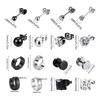 1 Pairs of Earrings Stainless Steel Multiple Black Simple Ear Studs for Men Women Punk Style CZ Round Earring Fashion Jewelry