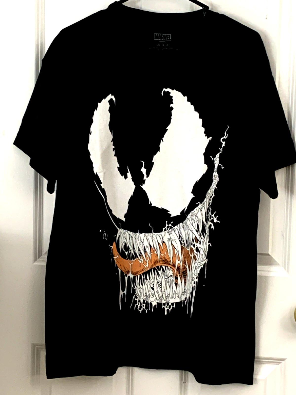 VENOM T-SHIRT Mens LARGE Black w/ Graphic MARVEL MOVIE 100% Cotton NWOT S разноцветный