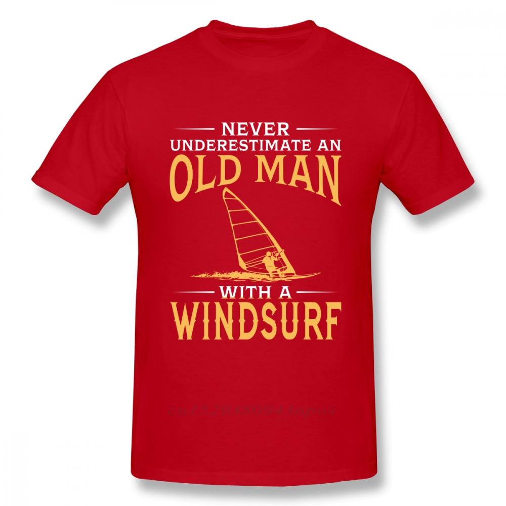 Never Underestimate An Old Man With A Windsurf T Shirt Boy Vintage TShirt Fashion New Arrival Casual
