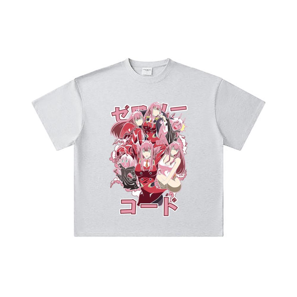 260 GSM Double Yarn 32 Count 100% Cotton Darling In The Franxx V3 Zero Two Print Unisex Heavy Cotton T Shirt